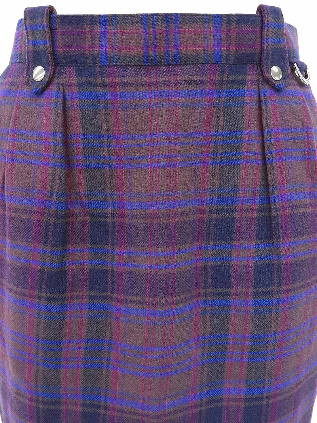 Checked Pattern Logo Charm Skirt #M Purple/Blue
