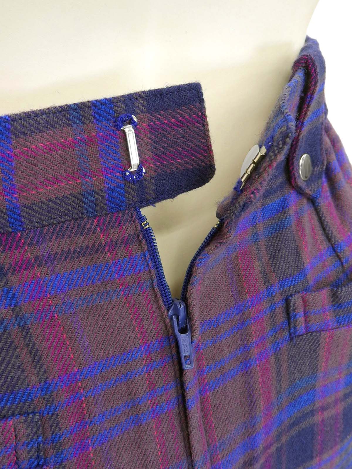 Checked Pattern Logo Charm Skirt #M Purple/Blue