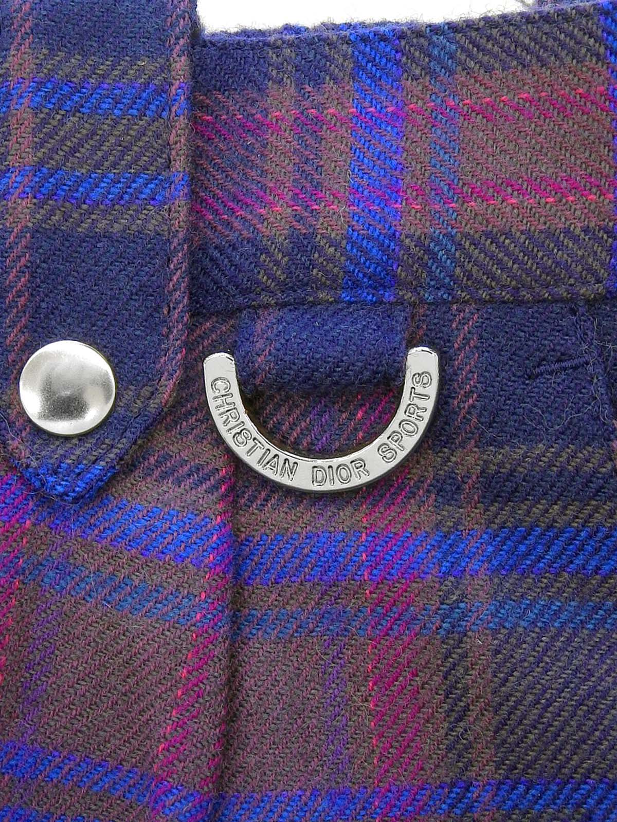 Checked Pattern Logo Charm Skirt #M Purple/Blue