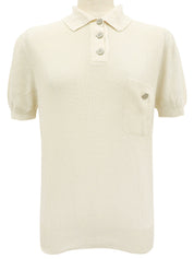 シルクCCマークボタンニットポロシャツ アイボリー