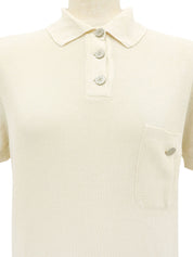 シルクCCマークボタンニットポロシャツ アイボリー