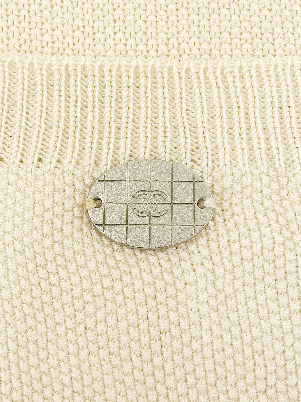 シルクCCマークボタンニットポロシャツ アイボリー