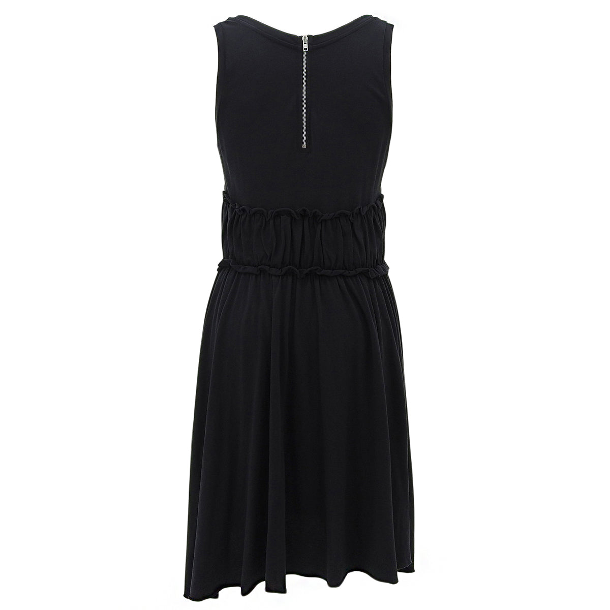 Gathered Sleeveless Dress #XS Black