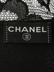 Lace Heart Design CC Mark Plate Sheer Cardigan in Black