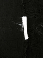 Lace Heart Design CC Mark Plate Sheer Cardigan in Black