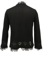 レースハートデザインCCマークプレートシアーカーディガン ブラック