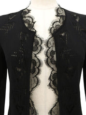 レースハートデザインCCマークプレートシアーカーディガン ブラック