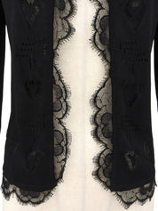 レースハートデザインCCマークプレートシアーカーディガン ブラック