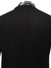 レースハートデザインCCマークプレートシアーカーディガン ブラック