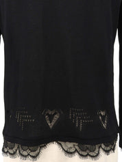 レースハートデザインCCマークプレートシアーカーディガン ブラック