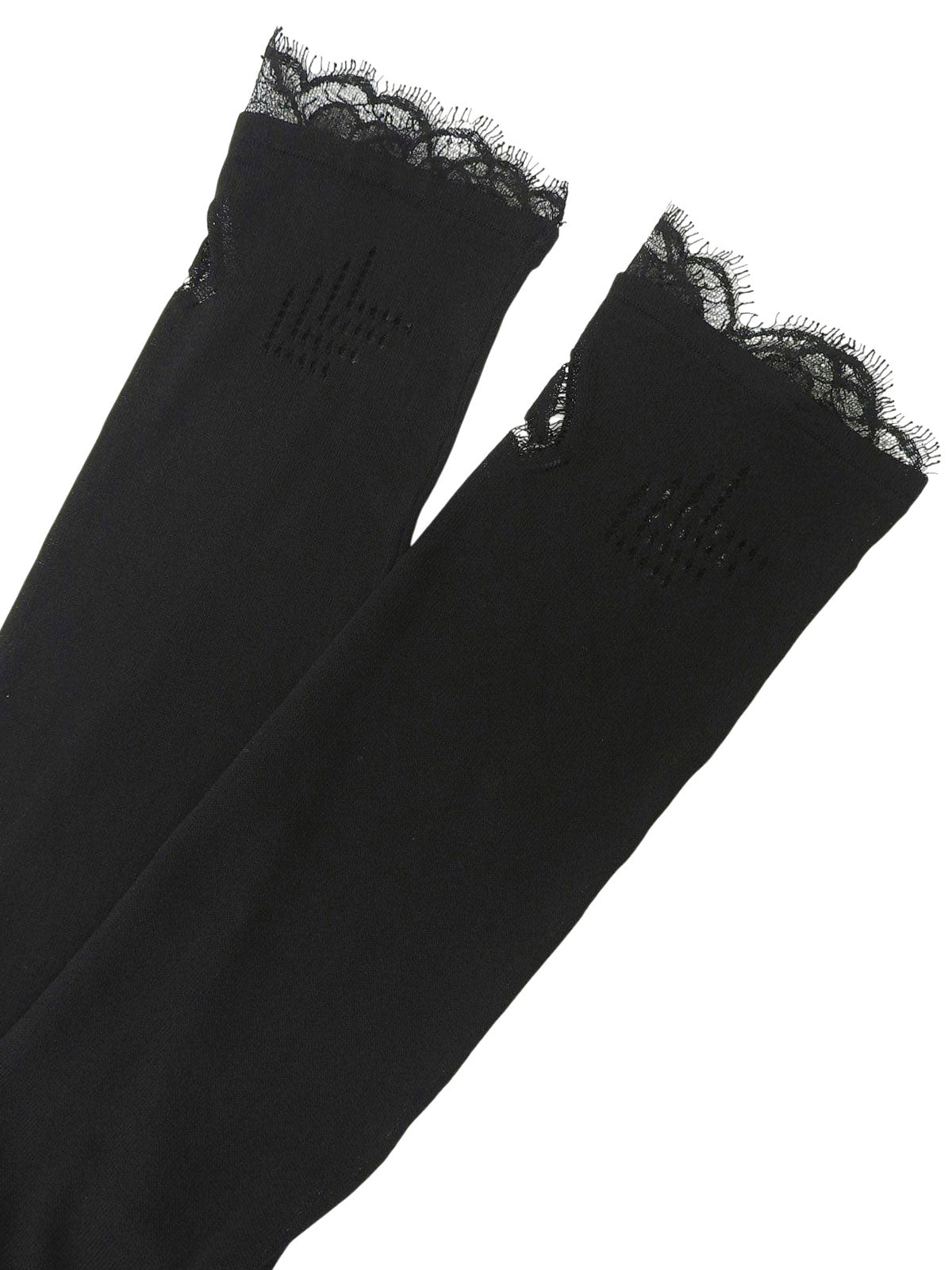 レースハートデザインCCマークプレートシアーカーディガン ブラック