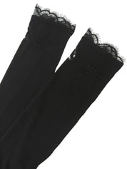 レースハートデザインCCマークプレートシアーカーディガン ブラック