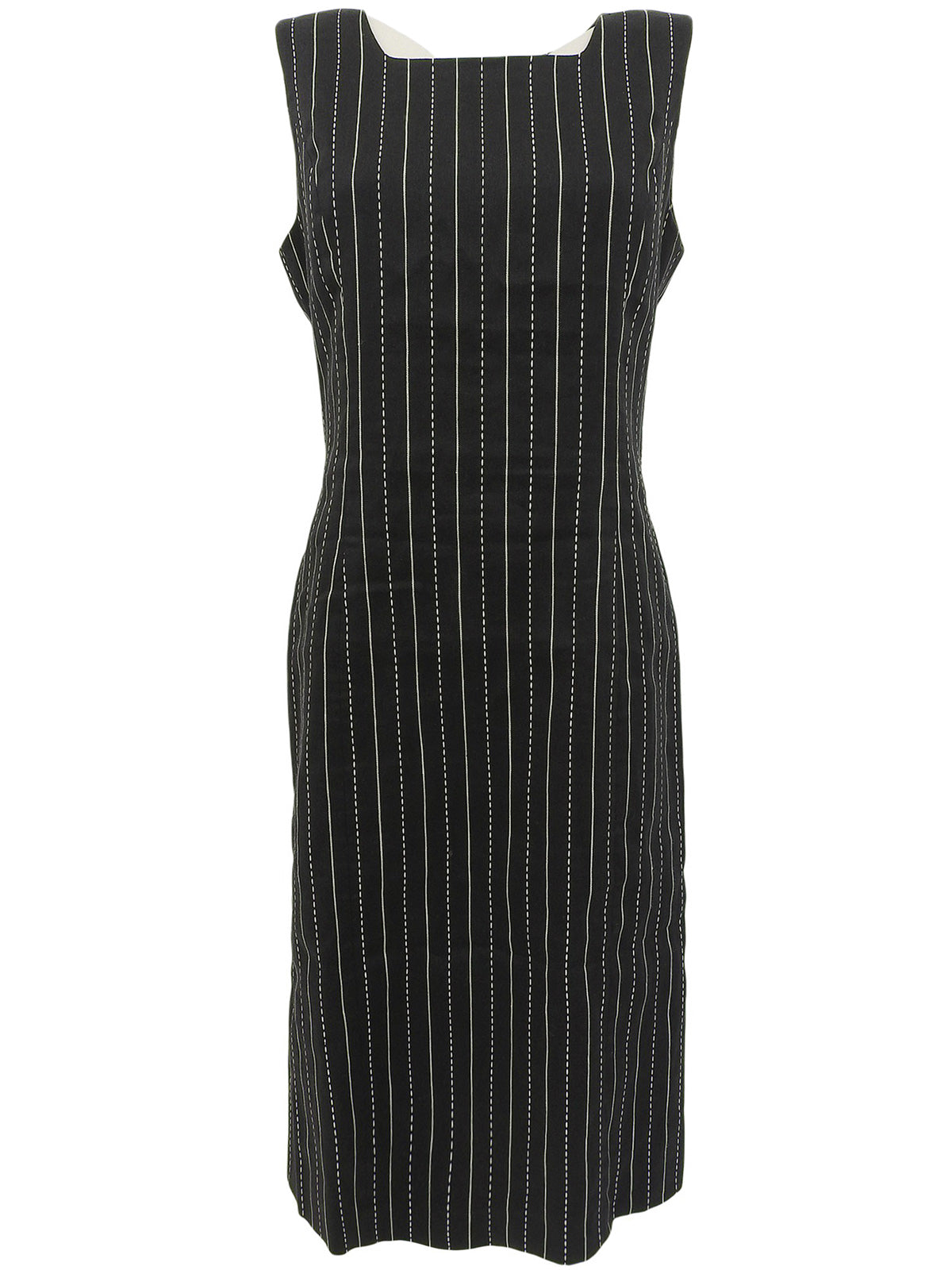 ストライプパターンノースリーブワンピース ブラック/ホワイト