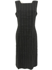 ストライプパターンノースリーブワンピース ブラック/ホワイト