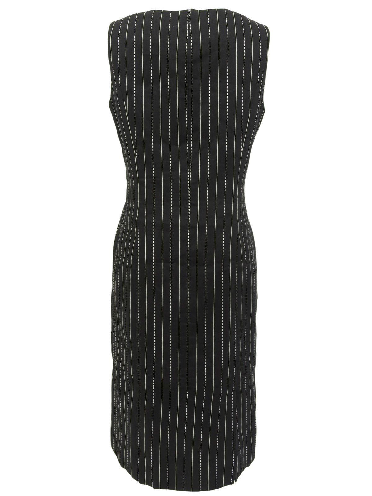 ストライプパターンノースリーブワンピース ブラック/ホワイト