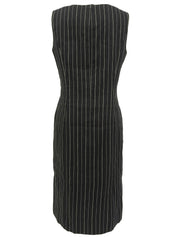 ストライプパターンノースリーブワンピース ブラック/ホワイト