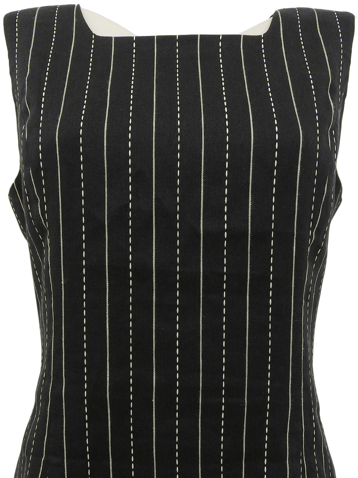 ストライプパターンノースリーブワンピース ブラック/ホワイト