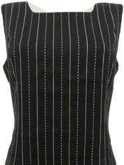 ストライプパターンノースリーブワンピース ブラック/ホワイト