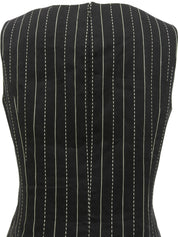 ストライプパターンノースリーブワンピース ブラック/ホワイト