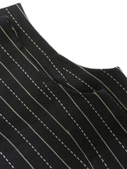 ストライプパターンノースリーブワンピース ブラック/ホワイト