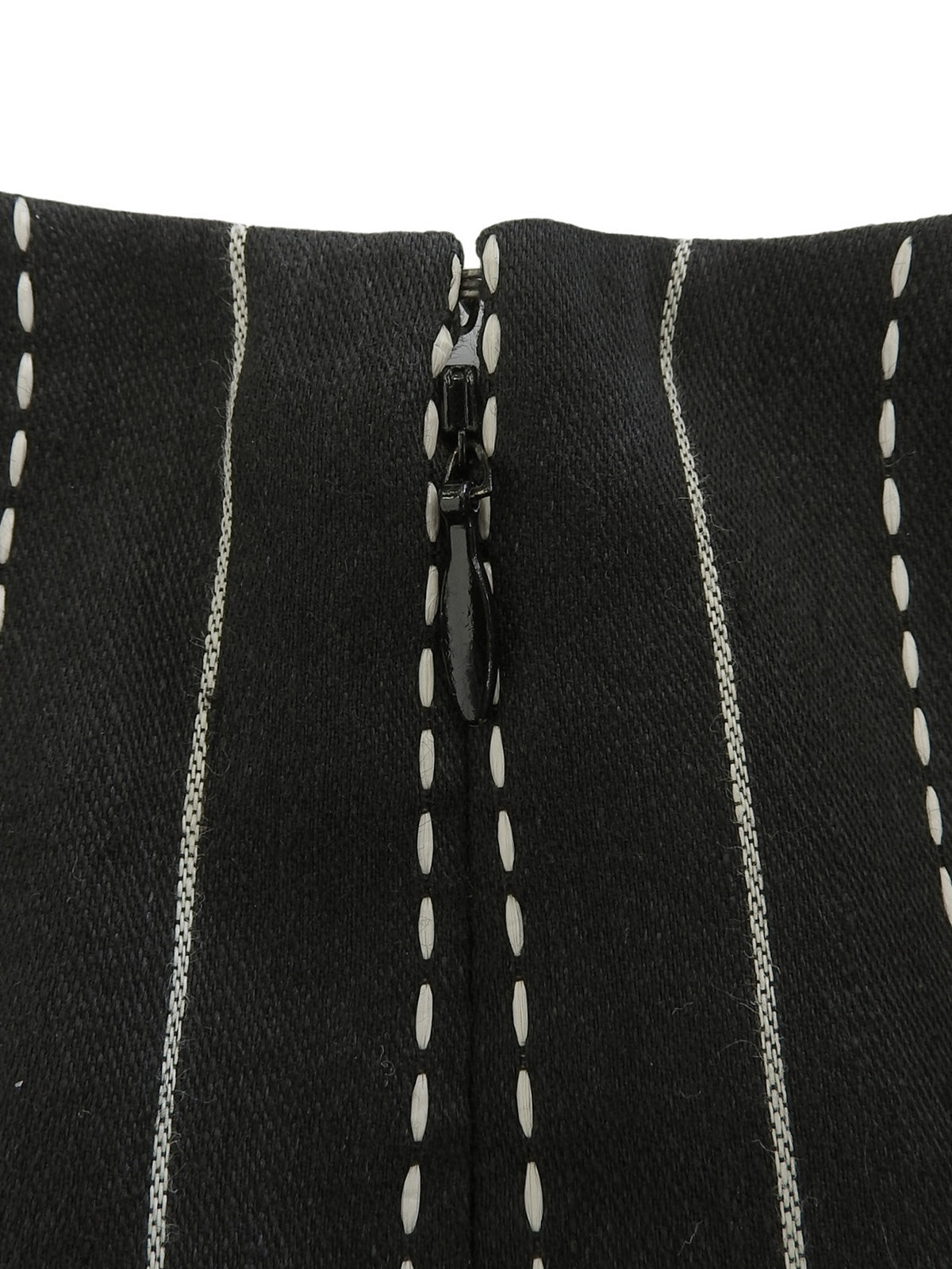 ストライプパターンノースリーブワンピース ブラック/ホワイト