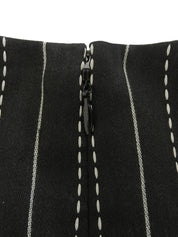 ストライプパターンノースリーブワンピース ブラック/ホワイト