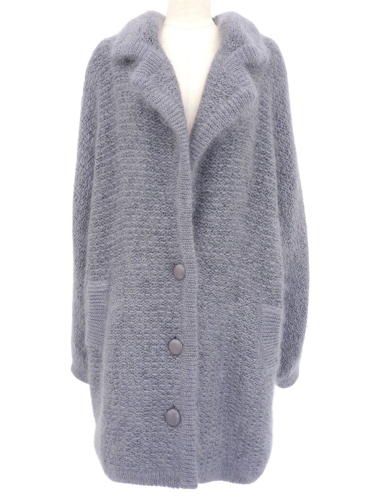 ウールロングカーディガン グレー