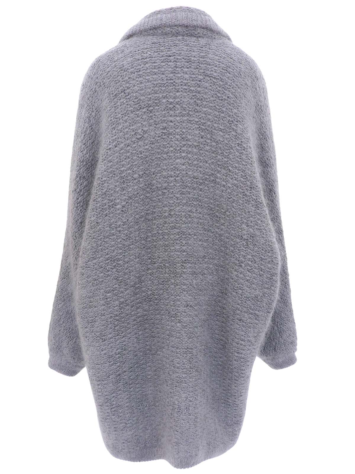 ウールロングカーディガン グレー