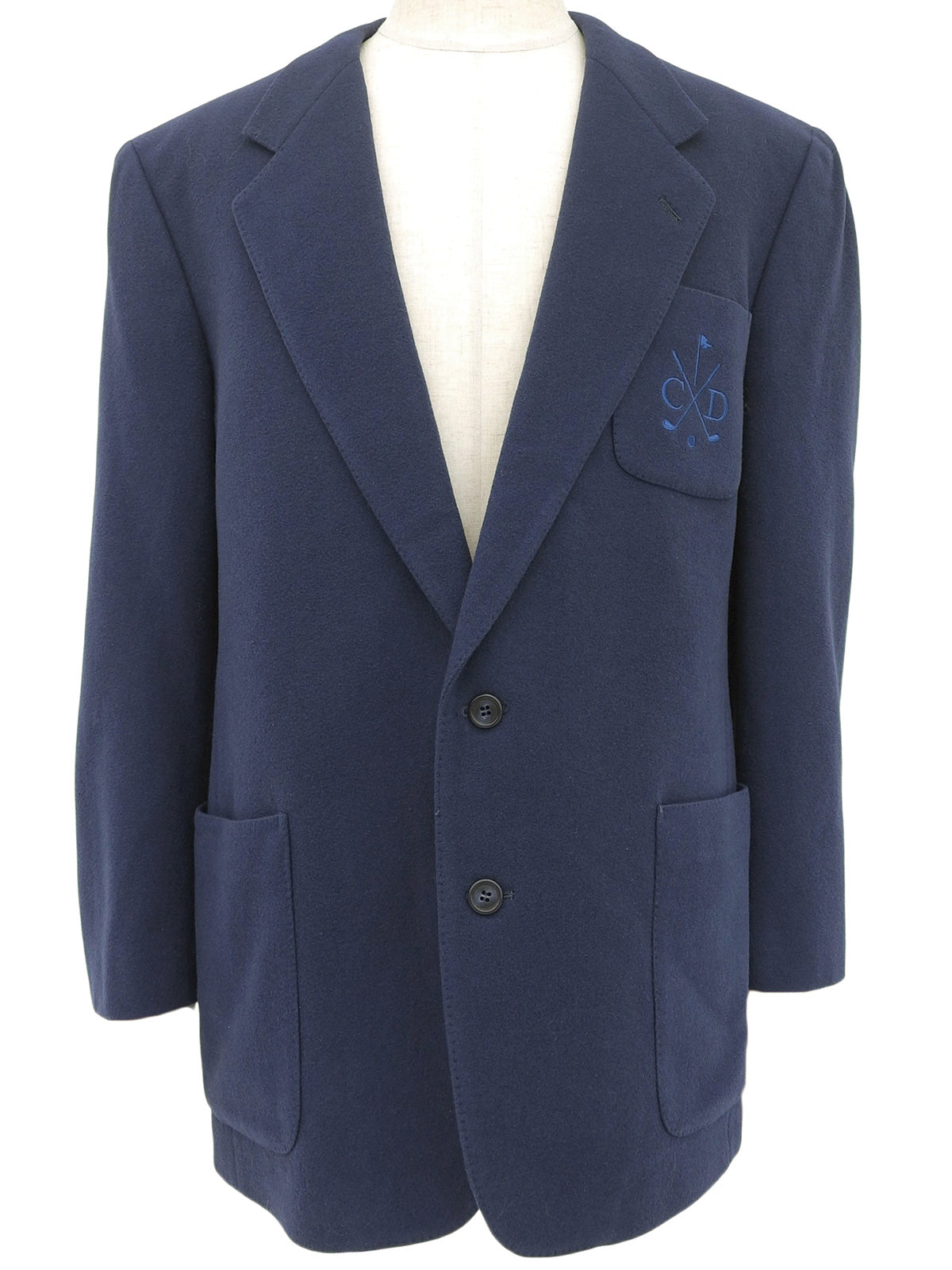 ウールエンブレムロゴ刺繍ジャケット ブルー