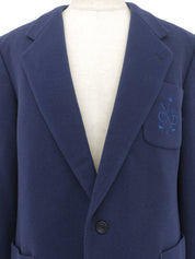 ウールエンブレムロゴ刺繍ジャケット ブルー