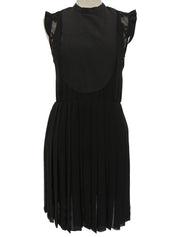 バックレースノースリーブプリーツワンピース ブラック