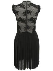 バックレースノースリーブプリーツワンピース ブラック