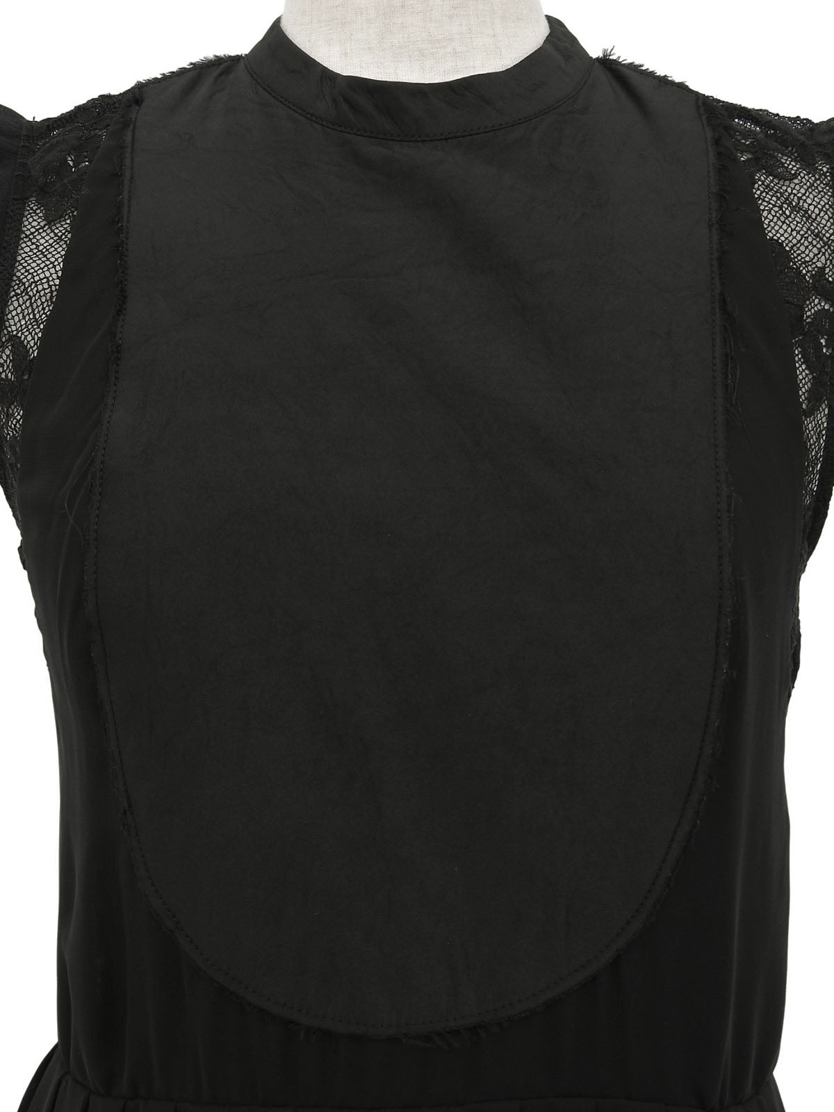 バックレースノースリーブプリーツワンピース ブラック