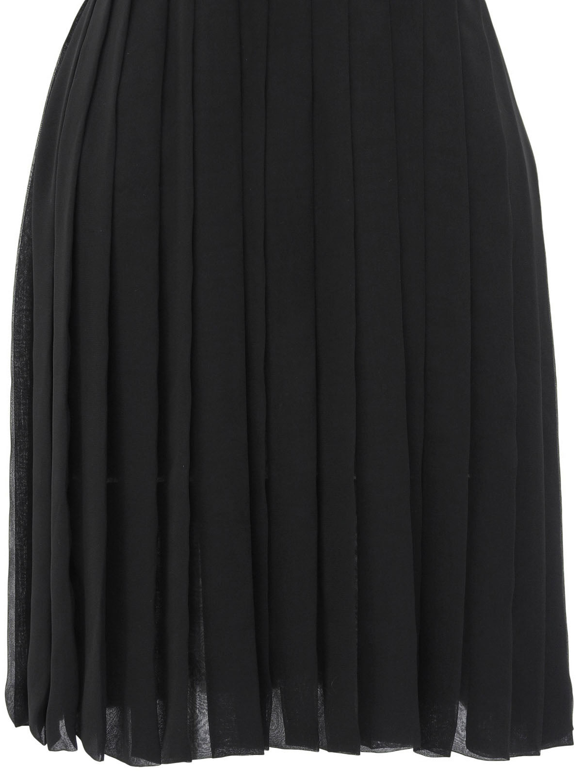 バックレースノースリーブプリーツワンピース ブラック