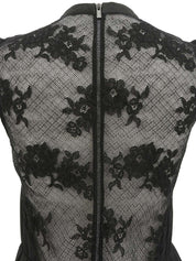 バックレースノースリーブプリーツワンピース ブラック