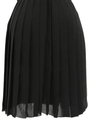 バックレースノースリーブプリーツワンピース ブラック