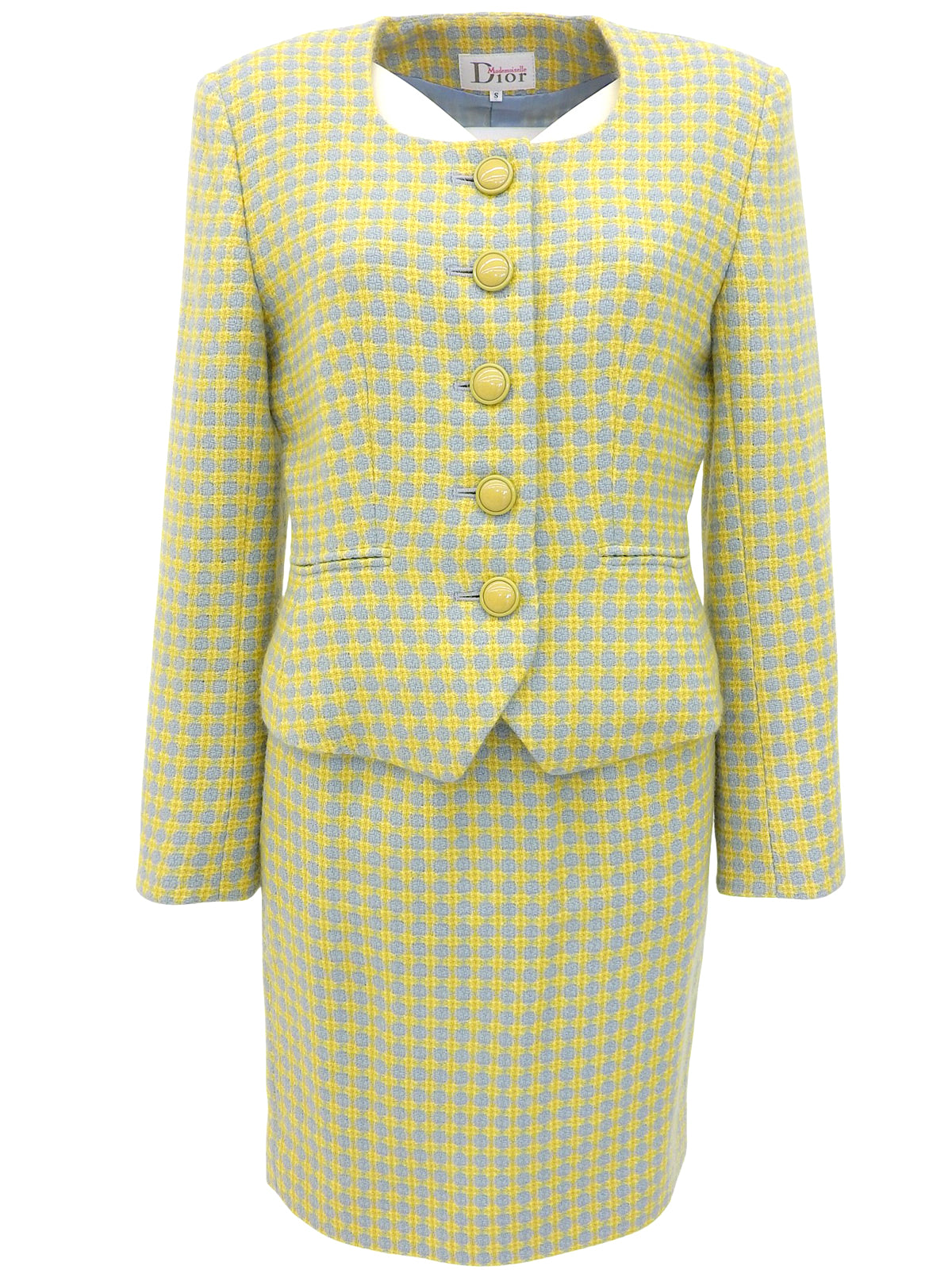 Wool Check Pattern Set in Yellow/Light Blue