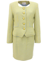 Wool Check Pattern Set in Yellow/Light Blue