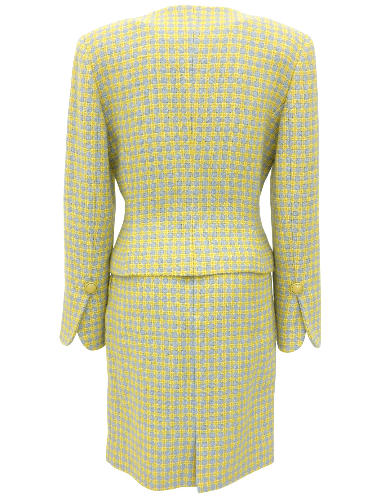 ウールチェックパターンセットアップ イエロー/ライトブルー