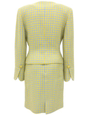 ウールチェックパターンセットアップ イエロー/ライトブルー