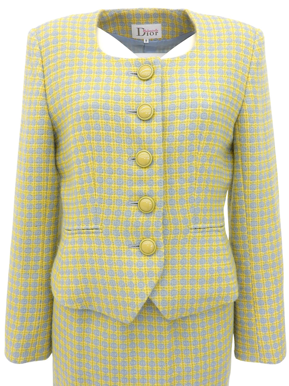 ウールチェックパターンセットアップ イエロー/ライトブルー