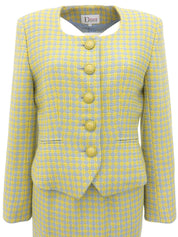 ウールチェックパターンセットアップ イエロー/ライトブルー