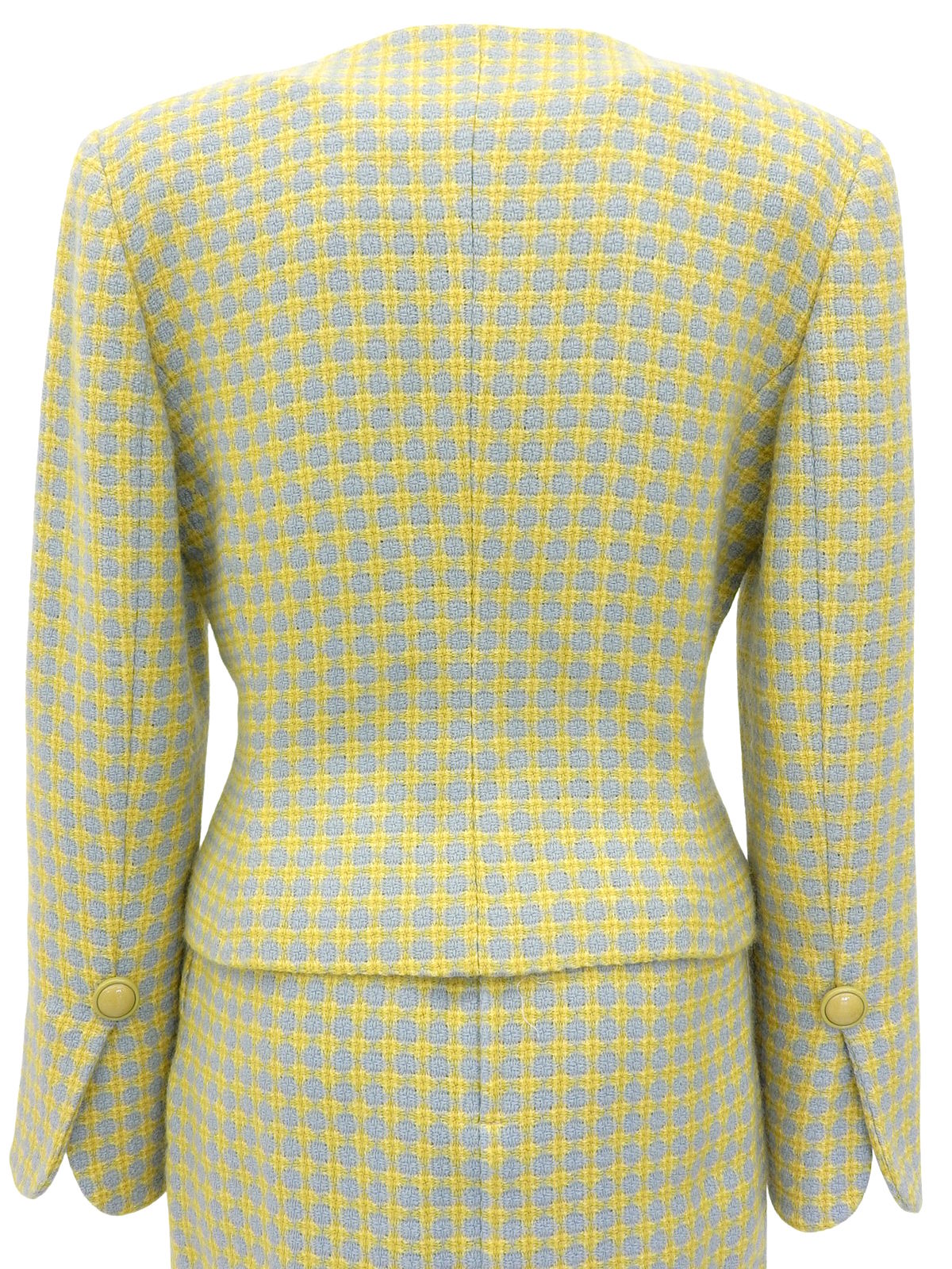 ウールチェックパターンセットアップ イエロー/ライトブルー