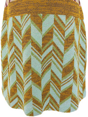 Design Pattern Half Sleeve Knit Dress in Bordeaux/Light Blue/Multi