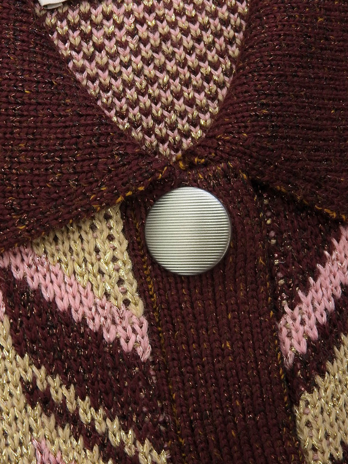 デザインパターンハーフスリーブニットワンピース ボルドー/ライトブルー/マルチ