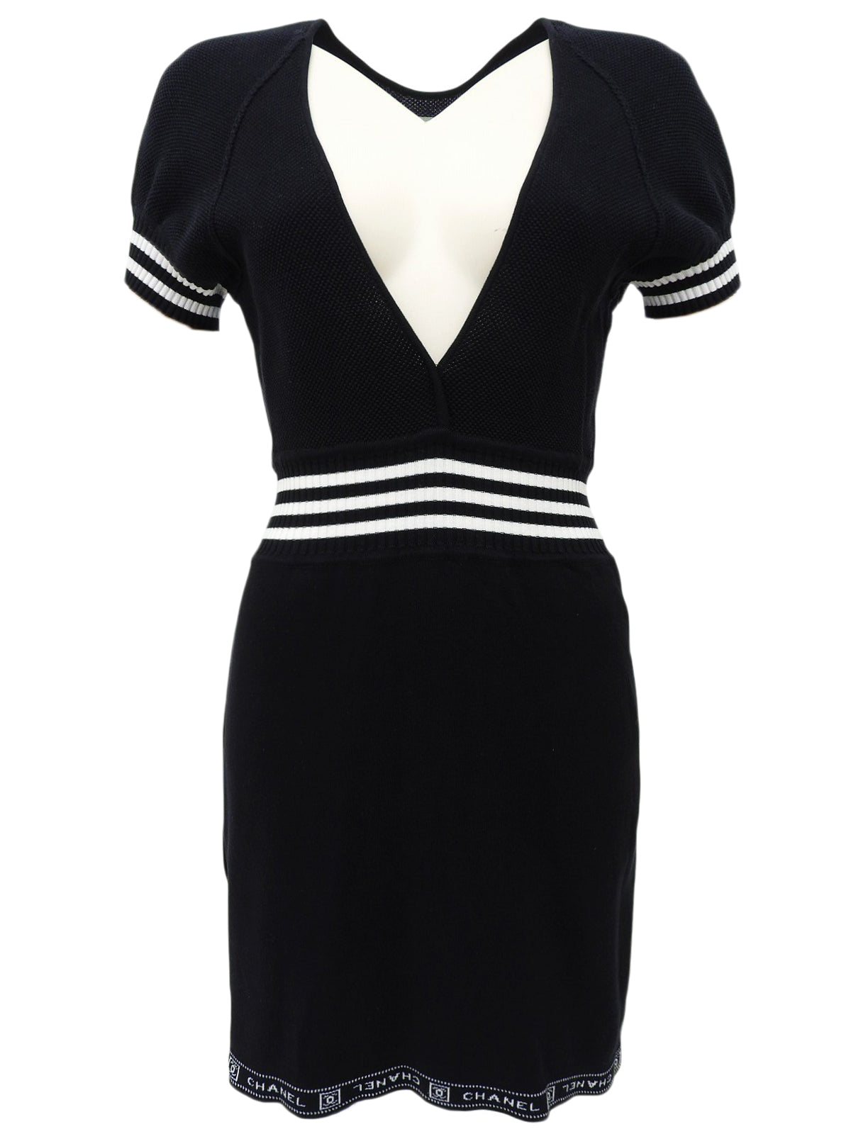 2004年製 スポーツラインロゴCCマークVネックハーフスリーブワンピース ブラック
