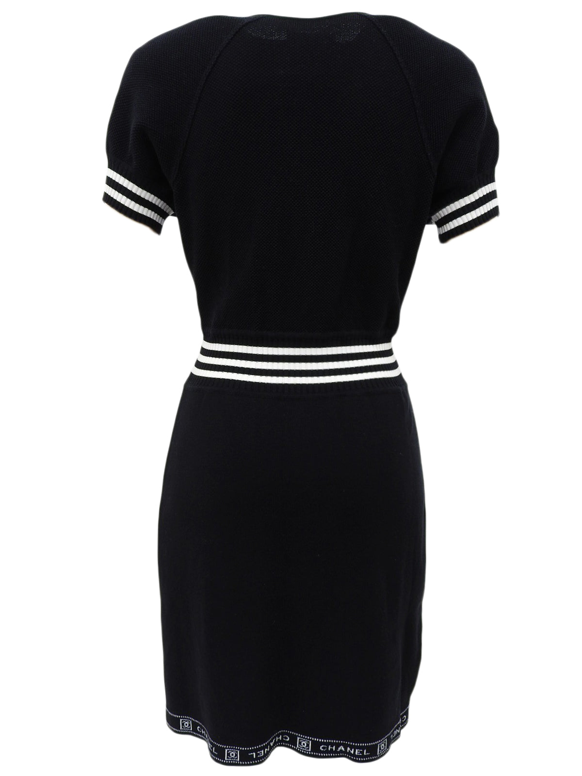 2004年製 スポーツラインロゴCCマークVネック半袖ワンピース ブラック