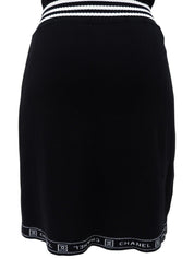 2004年製 スポーツラインロゴCCマークVネック半袖ワンピース ブラック