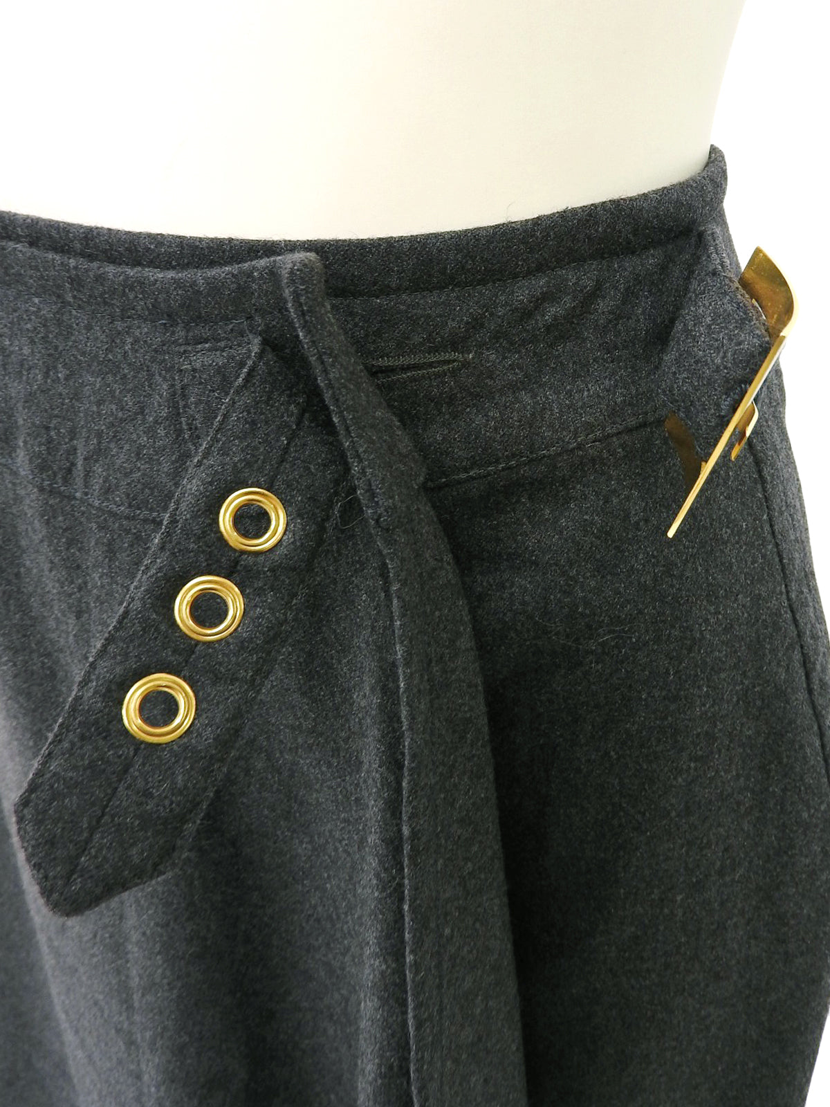 ウエストベルトデザインスカート グレー