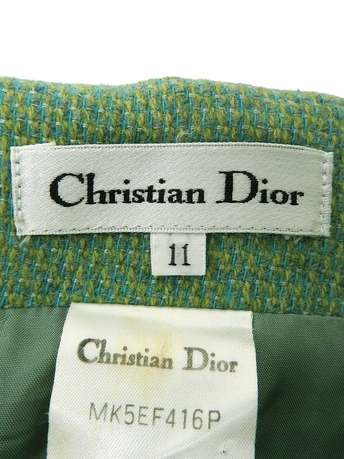 Green wool hem slit pants